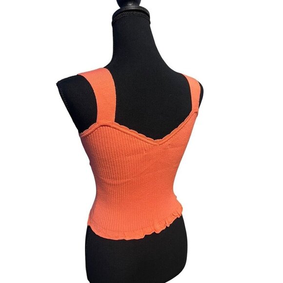 ONE GREY DAY SWEETHEART NECKLINE TANK TOP CORAL COLOR, Y2K PREPPY BEACH RESORT - Picture 6 of 8